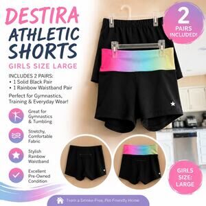 Destira Girls Athletic Shorts Bundle – Size Large (2 Pairs)
